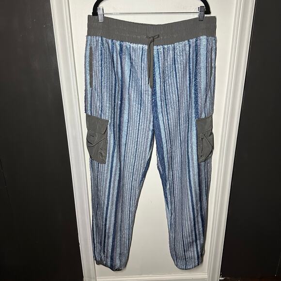 Tru Kolors Blue Striped Fleece Joggers Pants Size XXL Sherpa Men's Matching - Picture 2 of 11